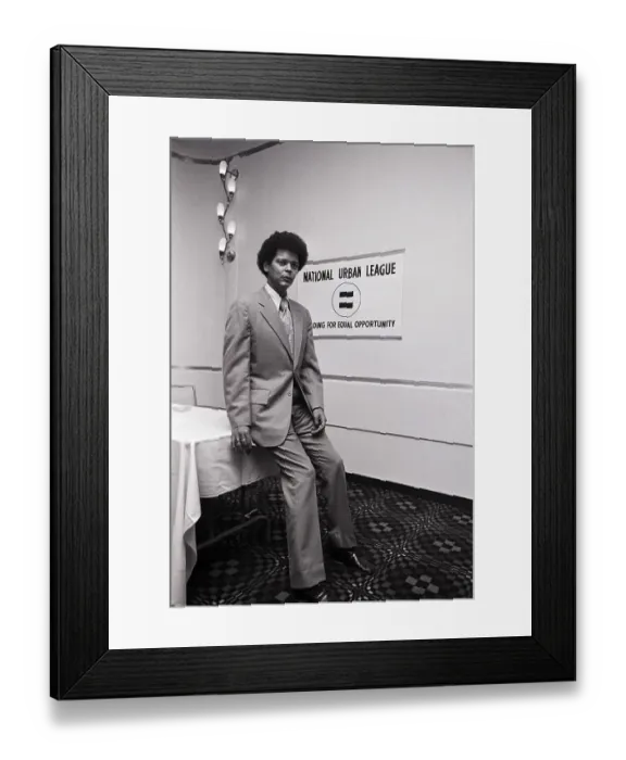 Framed Print : Julian Bond By Urban League Sign Framed Print : Julian Bond By Urban League Sign