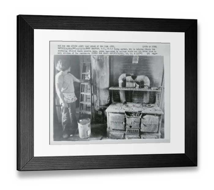 Framed Print : Young Man Near Ladder and Old Stove