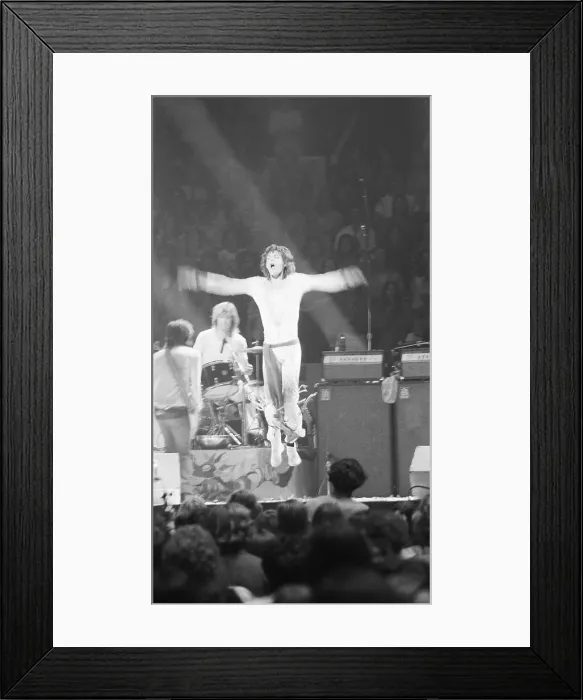 Framed Print : Mick Jagger Jumping During Concert Framed Print : Mick Jagger Jumping During Concert