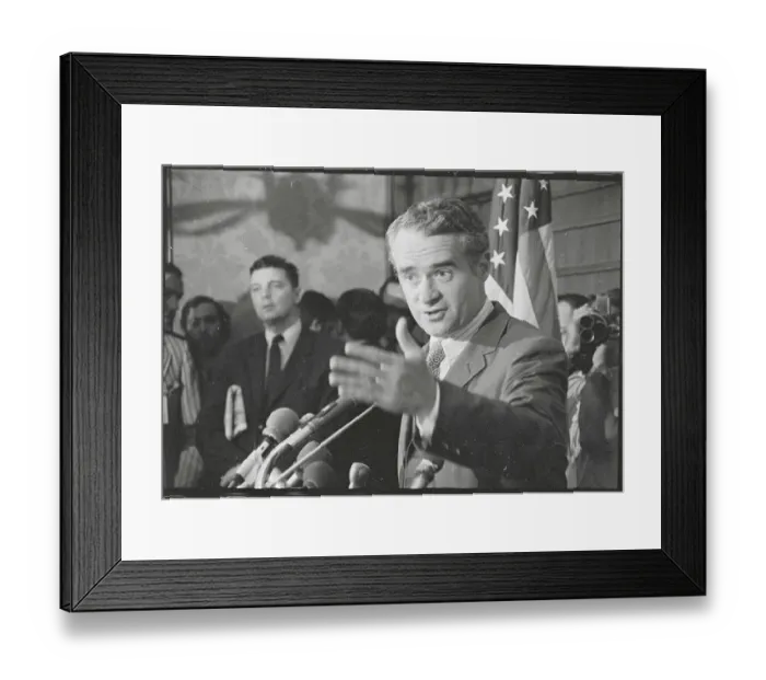 Framed Print : Democratic Candidate Thomas Eagleton at Microphones Framed Print : Democratic Candidate Thomas Eagleton at Microphones