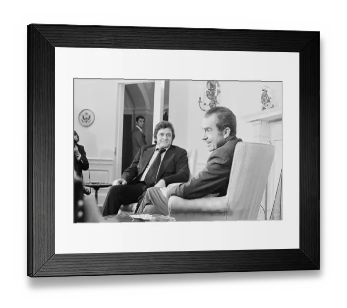 Framed Print : Johnny Cash with President Nixon