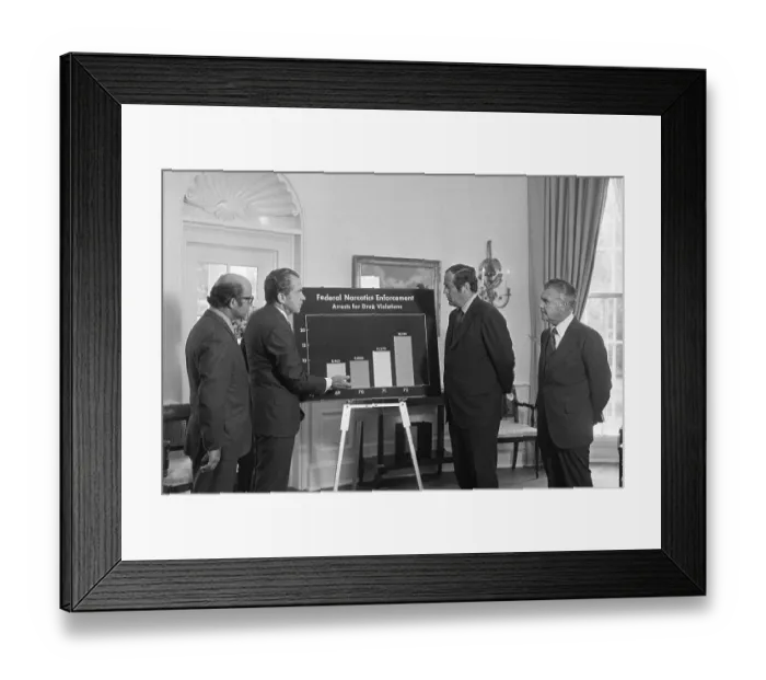 Framed Print : President Nixon Reviewing a Chart Framed Print : President Nixon Reviewing a Chart