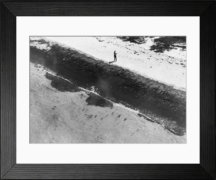 Framed Print : Oil Spill on Beach