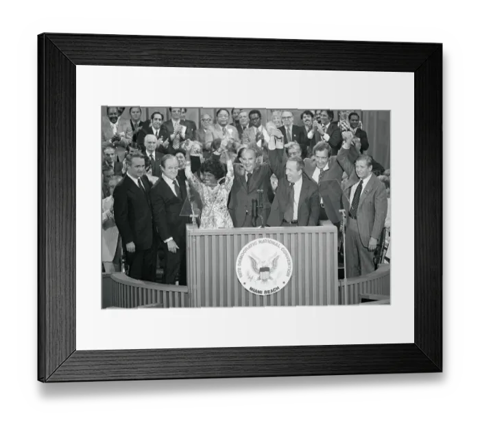 Framed Print : Political Leaders Cheering in Democratic Convention Framed Print : Political Leaders Cheering in Democratic Convention