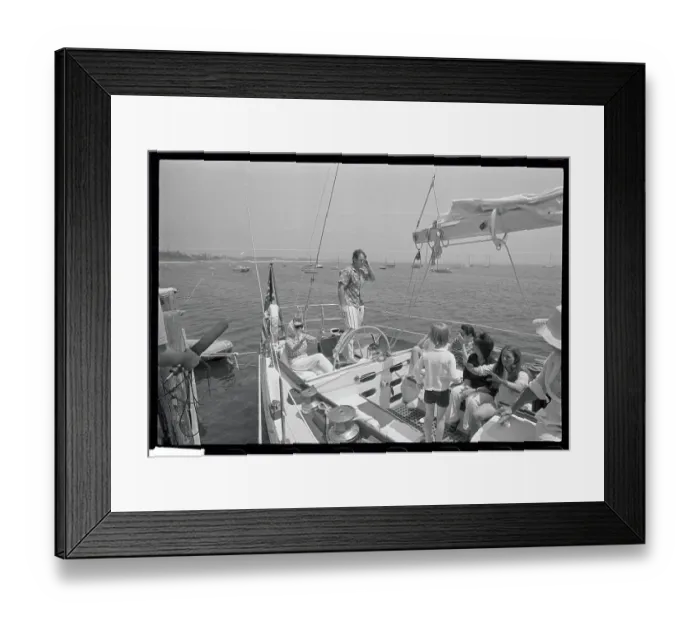 Framed Print : Ted Kennedy Standing Aboard Yacht for Family Outing Framed Print : Ted Kennedy Standing Aboard Yacht for Family Outing
