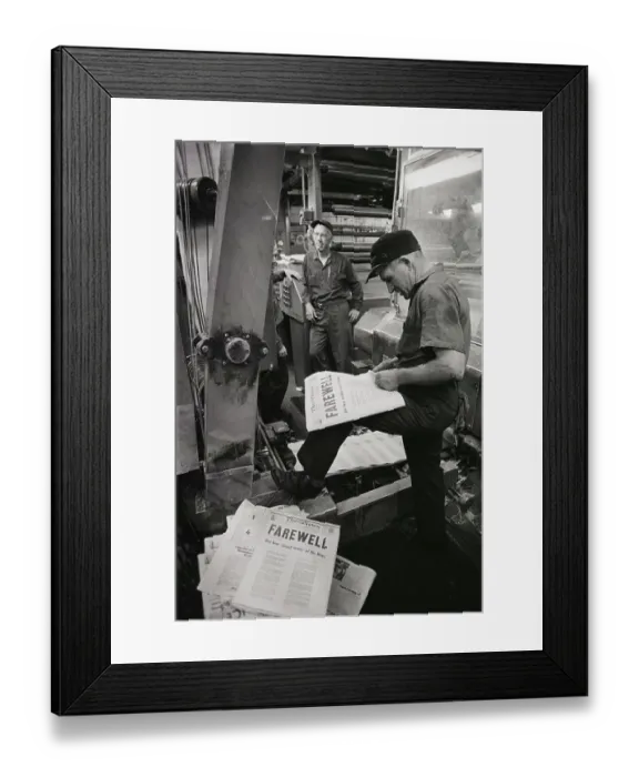 Framed Print : Pressman Pulls Daily News Off Presses Framed Print : Pressman Pulls Daily News Off Presses