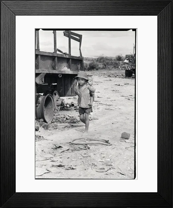 Framed Print : South Vietnamese Boy Carrying Brother on Back Framed Print : South Vietnamese Boy Carrying Brother on Back