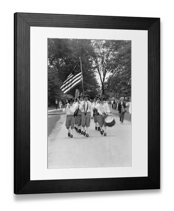 Framed Print : Men in 1770s Clothes in Marching Band Framed Print : Men in 1770s Clothes in Marching Band
