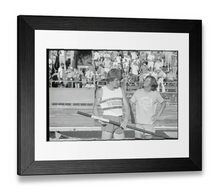 Framed Print : Bob Seagren with Unidentified Person at Olympic Trials Framed Print : Bob Seagren with Unidentified Person at Olympic Trials