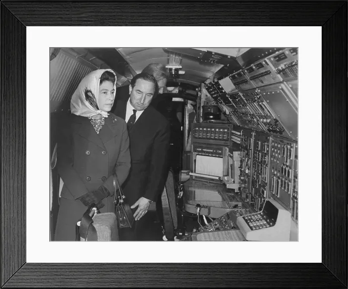 Framed Print : Queen Elizabeth Examining Concorde Interior Framed Print : Queen Elizabeth Examining Concorde Interior