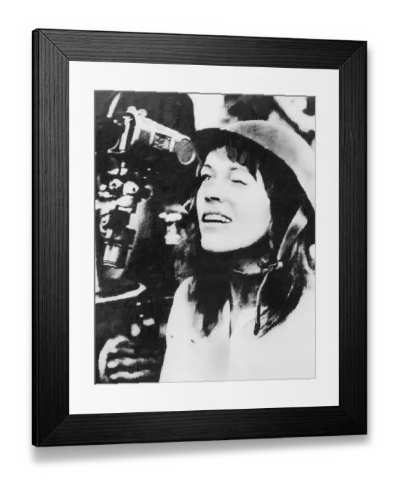 Framed Print : Jane Fonda Looking Through Artillery Scope Framed Print : Jane Fonda Looking Through Artillery Scope