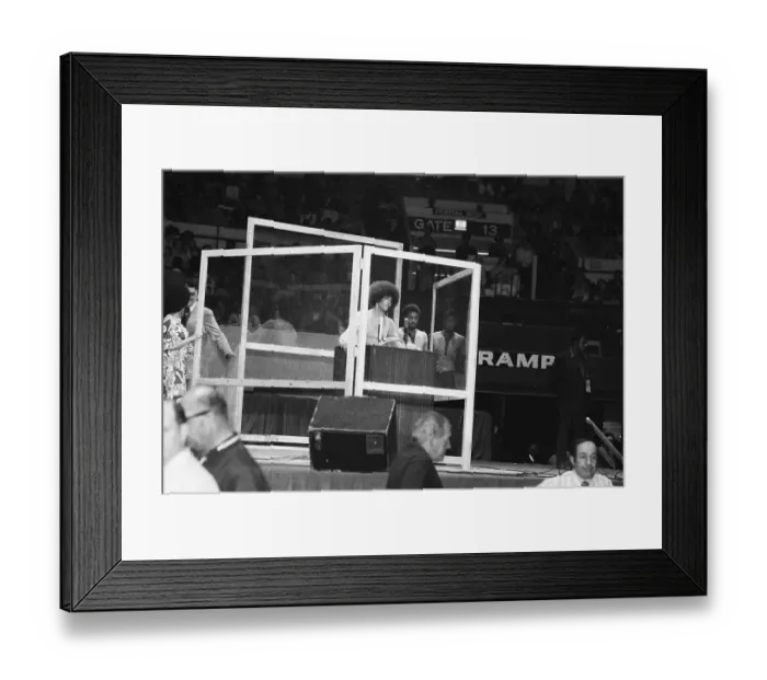 Framed Print : Angela Davis Speaks From Bulletproof Booth