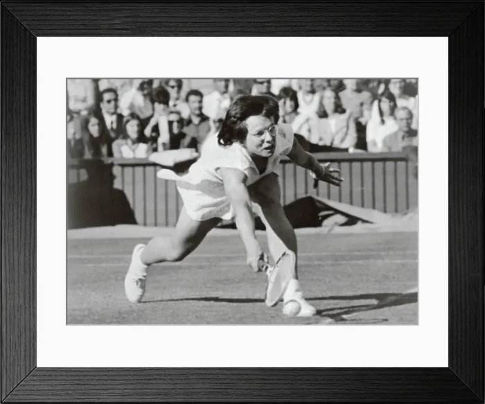 Framed Print : Billie Jean King Stretching for Low Return Framed Print : Billie Jean King Stretching for Low Return