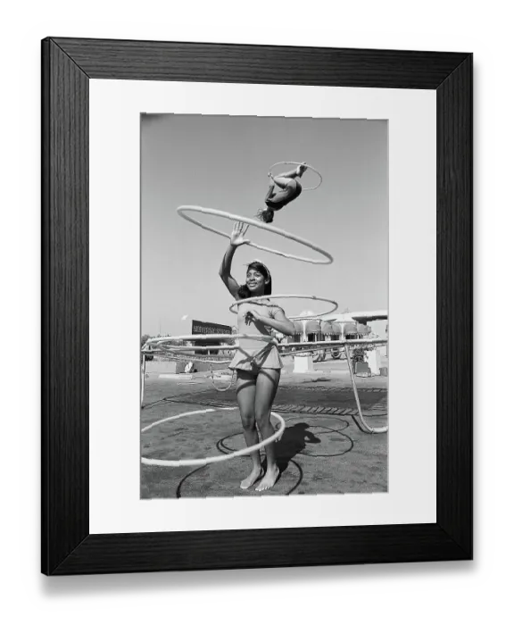 Framed Print : Sandra Gaylord Practices with Hula Hoops Framed Print : Sandra Gaylord Practices with Hula Hoops