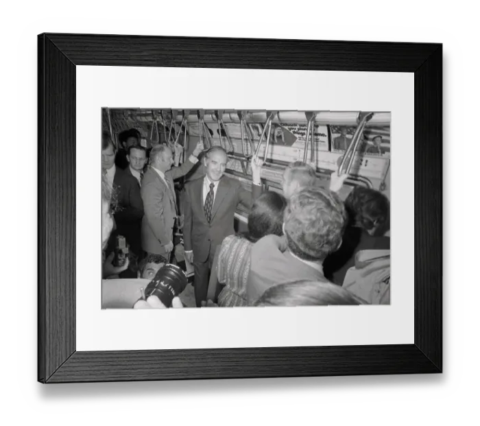 Framed Print : Senator George McGovern Riding the Subway Framed Print : Senator George McGovern Riding the Subway