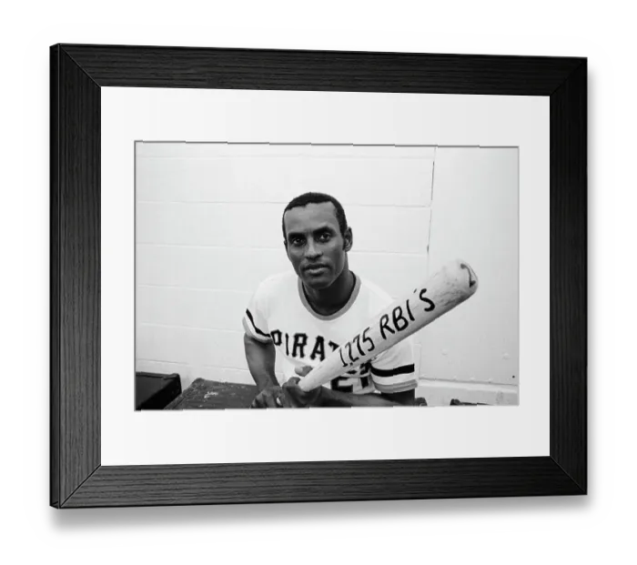 Framed Print : Roberto Clemente Holds Bat With RBI Statistic