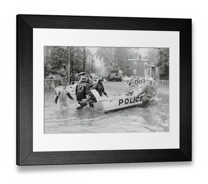 Framed Print : Police Rescuing People in Boats Framed Print : Police Rescuing People in Boats