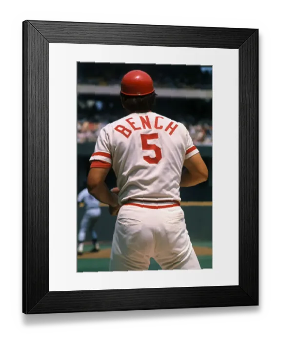 Framed Print : Back View of Johnny Bench on Baseball Field Framed Print : Back View of Johnny Bench on Baseball Field
