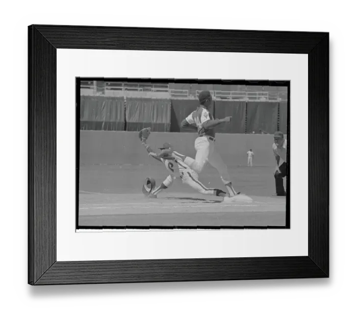 Framed Print : Hank Aaron Safe at First Base Framed Print : Hank Aaron Safe at First Base
