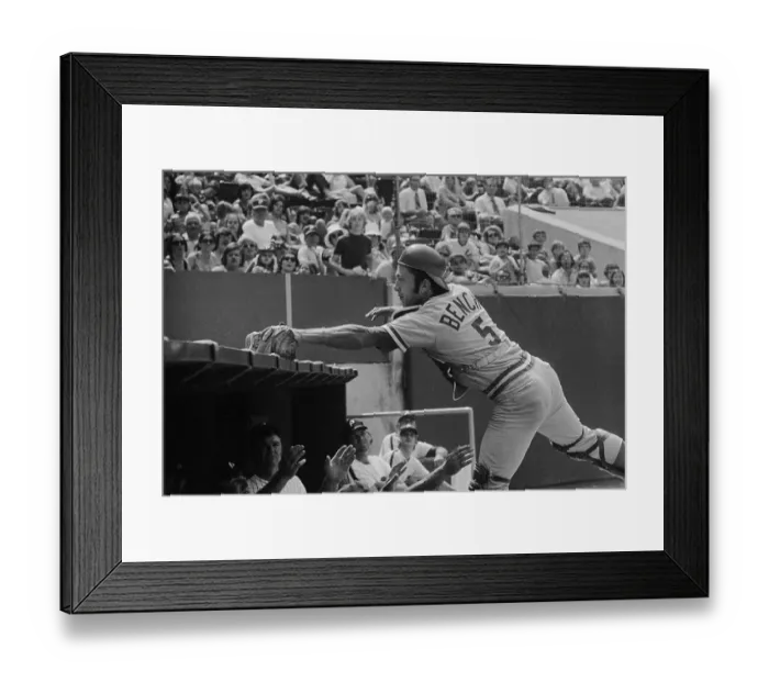 Framed Print : Catcher Johnny Bench Reaching for Ball Framed Print : Catcher Johnny Bench Reaching for Ball