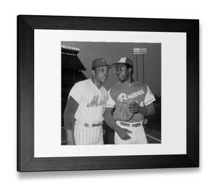 Framed Print : Hank Aaron Talking to Willie Mays Framed Print : Hank Aaron Talking to Willie Mays