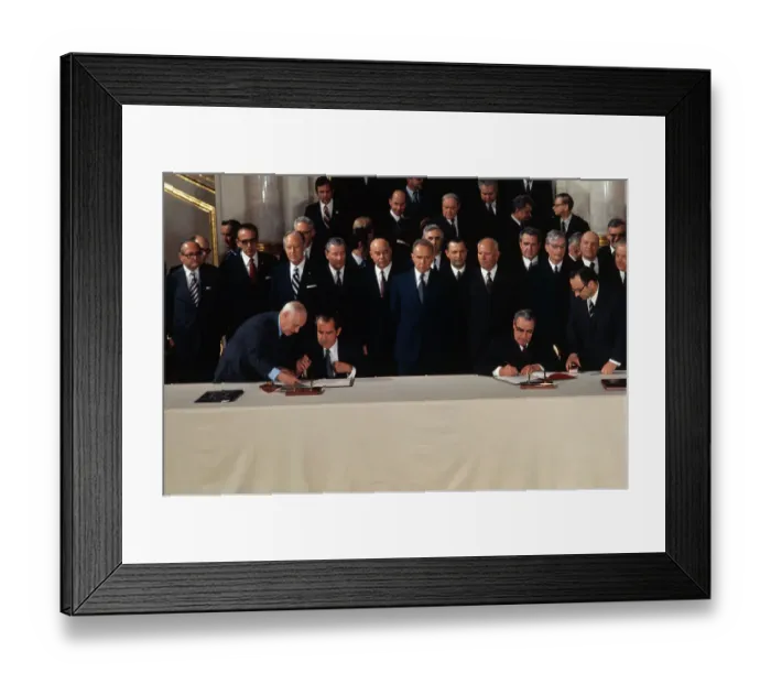 Framed Print : Richard Nixon and Leonid Breshnev Signing Arms Treaty Framed Print : Richard Nixon and Leonid Breshnev Signing Arms Treaty