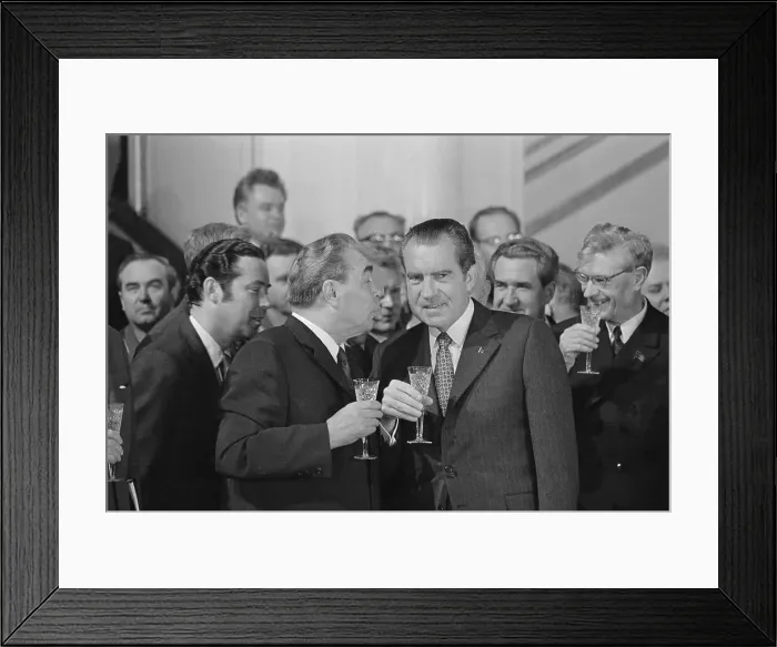 Framed Print : Richard Nixon and Leonid Brezhnev Drink to SALT I Treaty Framed Print : Richard Nixon and Leonid Brezhnev Drink to SALT I Treaty