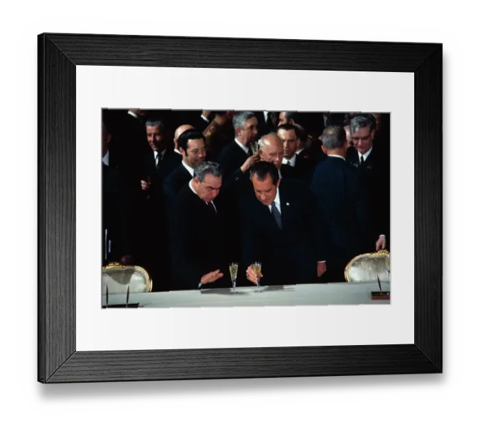 Framed Print : Richard Nixon and Leonid Brezhnev Toasting Pact Framed Print : Richard Nixon and Leonid Brezhnev Toasting Pact
