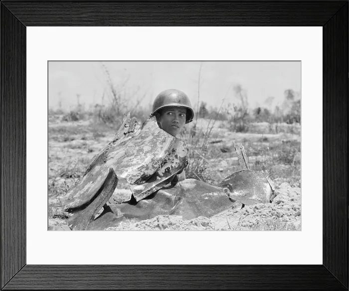 Framed Print : South Vietnamese Soldier Takes Cover Framed Print : South Vietnamese Soldier Takes Cover