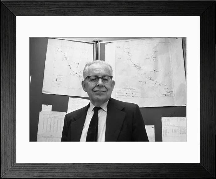 Framed Print : Seismologist Charles Richter in His Lab