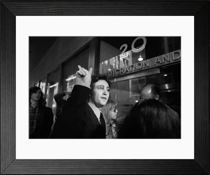 Framed Print : John Lennon at NY Immigration Office Framed Print : John Lennon at NY Immigration Office