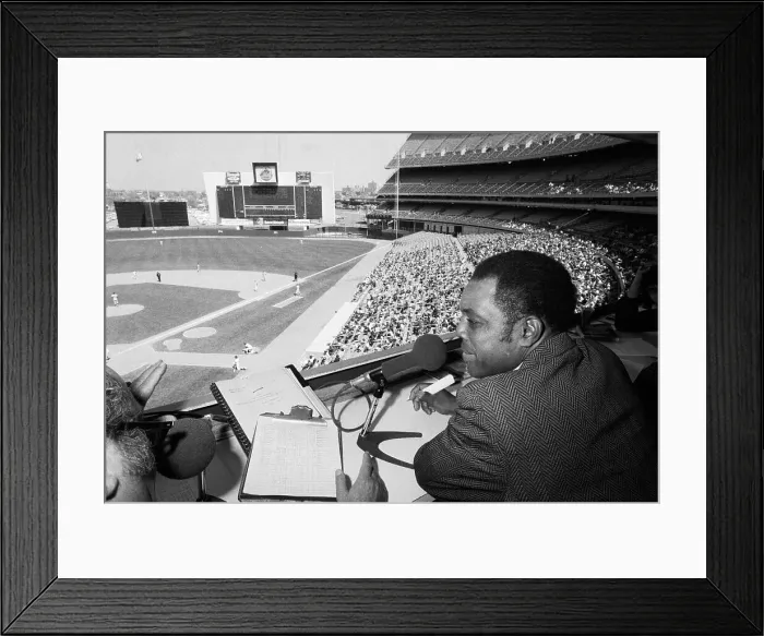 Framed Print : Willie Mays in Press Box at Shea Stadium Framed Print : Willie Mays in Press Box at Shea Stadium