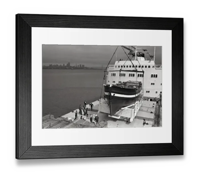 Framed Print : Large Vessel Transporting Smaller Gjoa near San Francisco Framed Print : Large Vessel Transporting Smaller Gjoa near San Francisco