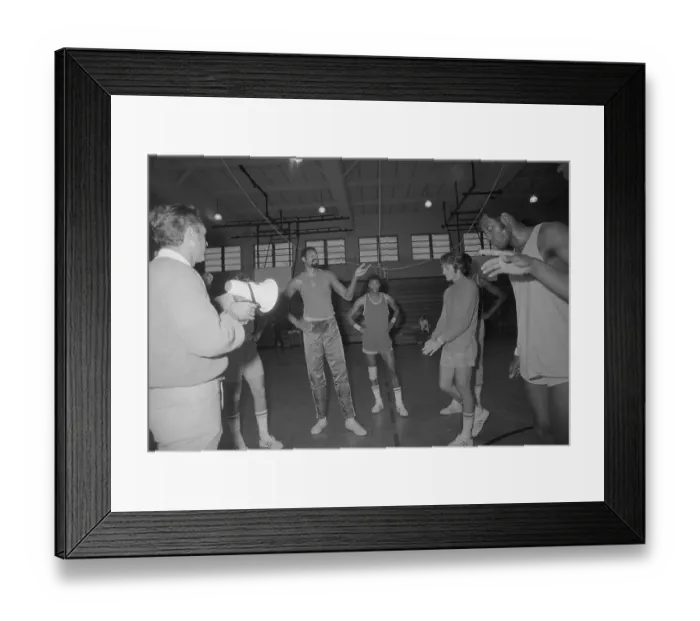 Framed Print : Wilt Chamberlain Talking to His Teammates