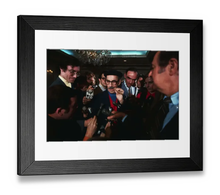 Framed Print : Newsmen Interviewing Comedian Groucho Marx Framed Print : Newsmen Interviewing Comedian Groucho Marx