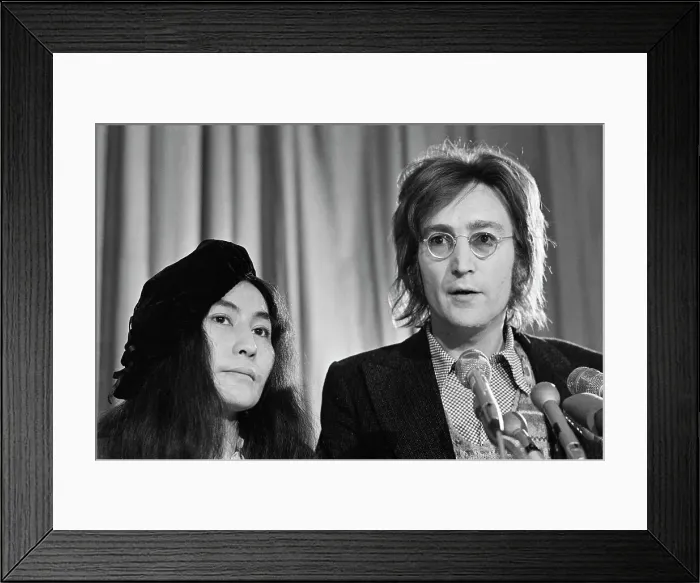 Framed Print : Yoko Ono and John Lennon at Press Conference Framed Print : Yoko Ono and John Lennon at Press Conference