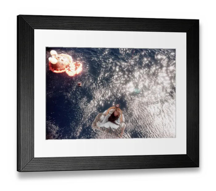 Framed Print : Thomas Mattingly Hoisted onto Helicopter