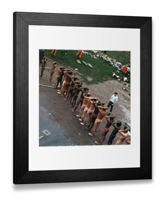 Framed Print : Stripped Attica Inmates Holding Hands Above Heads Framed Print : Stripped Attica Inmates Holding Hands Above Heads