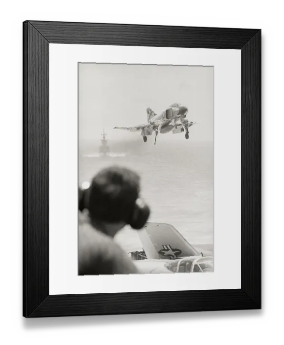 Framed Print : Officer Guiding Jet Onto Deck Framed Print : Officer Guiding Jet Onto Deck