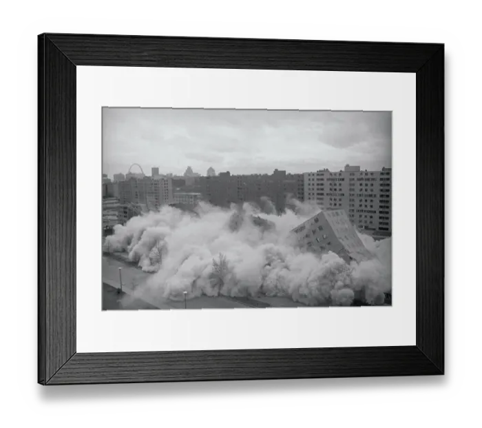 Framed Print : Building Complex Falling Amidst Dust Framed Print : Building Complex Falling Amidst Dust