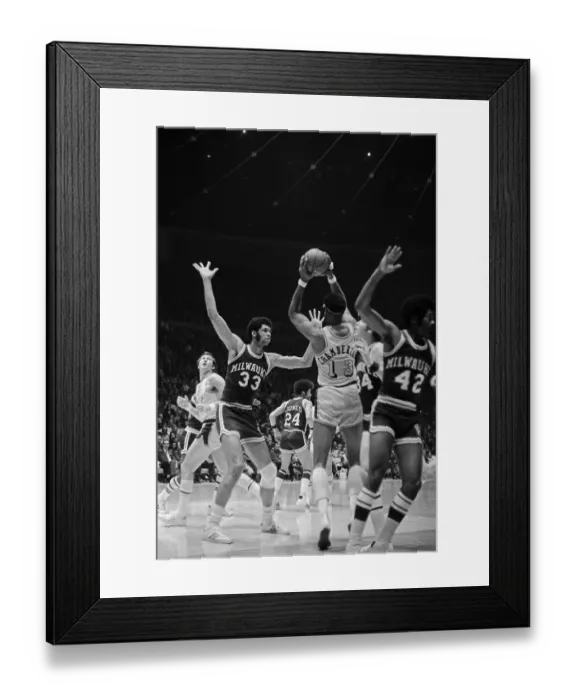 Framed Print : Wilt Chamberlain Attempting to Shoot Ball Framed Print : Wilt Chamberlain Attempting to Shoot Ball