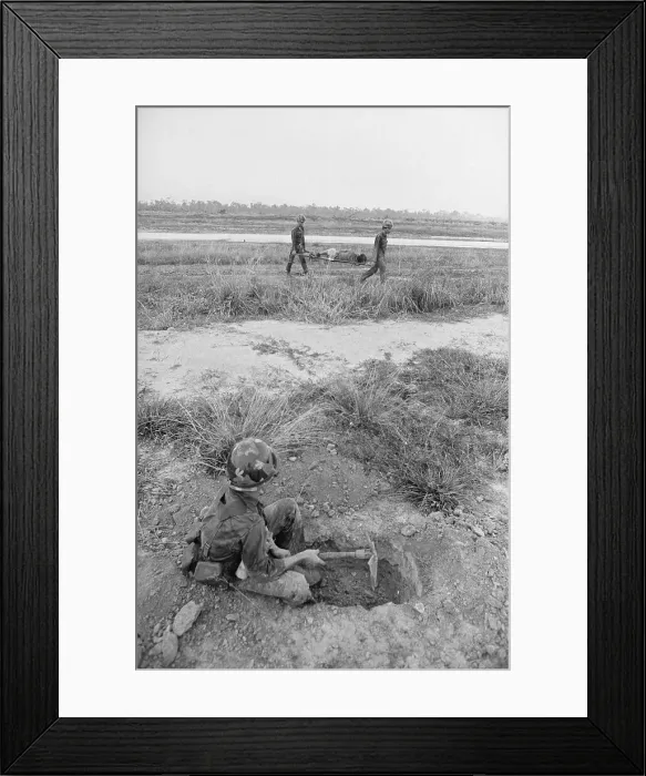 Framed Print : Soldier Digging Foxhole Framed Print : Soldier Digging Foxhole
