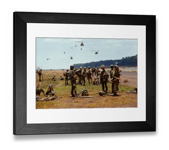 Framed Print : Airborne Troops Waiting for Helicopter Framed Print : Airborne Troops Waiting for Helicopter