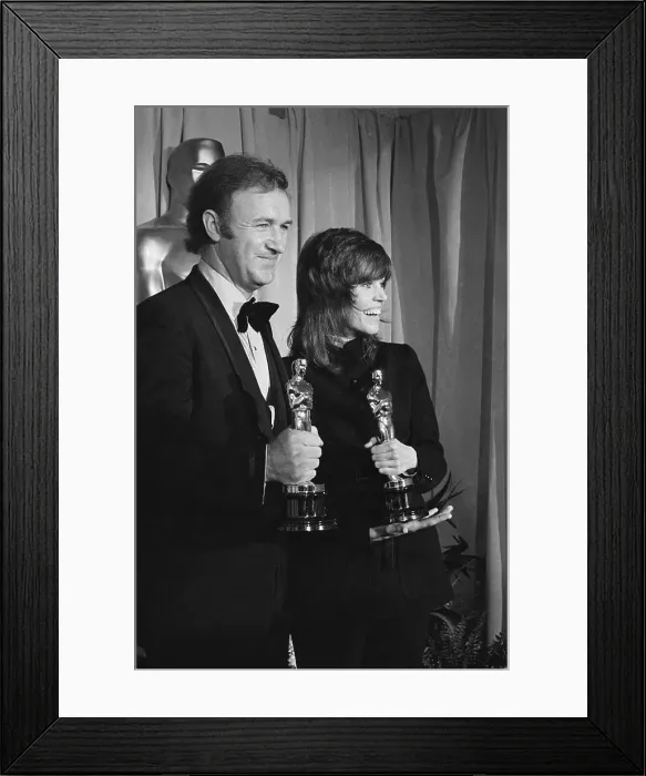 Framed Print : Gene Hackman and Jane Fonda Holding Oscars Framed Print : Gene Hackman and Jane Fonda Holding Oscars