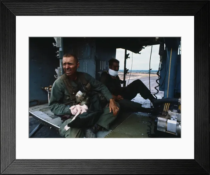 Framed Print : Two Wounded Soldiers Aboard a Medivac Framed Print : Two Wounded Soldiers Aboard a Medivac