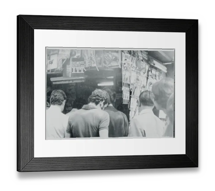 Framed Print : Chileans Crowding at Newsstand