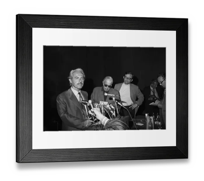 Framed Print : Marvin Miller Speaking at Press Conference Framed Print : Marvin Miller Speaking at Press Conference