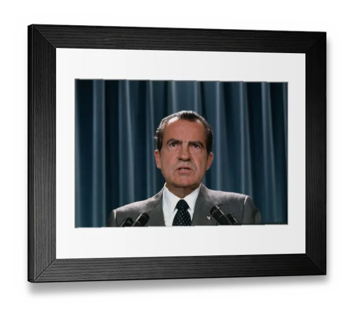 Framed Print : Richard Nixon Talking to Newsmen Framed Print : Richard Nixon Talking to Newsmen