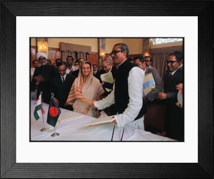 Framed Print : Mrs. Indira Gandhi and Premier Mojibur Rayman Framed Print : Mrs. Indira Gandhi and Premier Mojibur Rayman