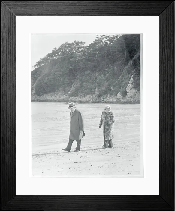 Framed Print : Japanese Royalty Walking along Shore Framed Print : Japanese Royalty Walking along Shore